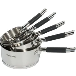 5 Casseroles induction inox argenté/noir - D.12/14/16/18/20 cm-Gam'Hotel