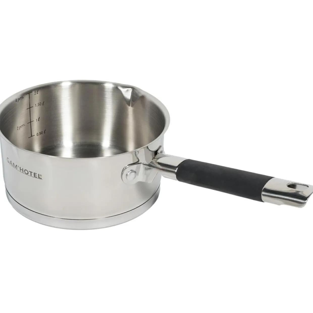 5 Casseroles induction inox argenté/noir - D.12/14/16/18/20 cm-Gam'Hotel