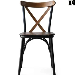 4 chaises ahsa marron/noir - 42x84x41 cm-Wooden Art Outlet
