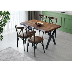 4 chaises ahsa marron/noir - 42x84x41 cm-Wooden Art Outlet
