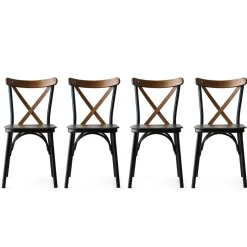 4 chaises ahsa marron/noir - 42x84x41 cm-Wooden Art Outlet