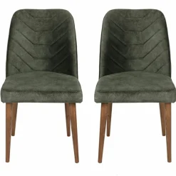 Wooden Art Chaises^2 Chaises Dallas noyer/vert foncé - 90x50x49 cm