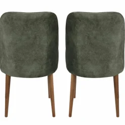 Wooden Art Chaises^2 Chaises Dallas noyer/vert foncé - 90x50x49 cm