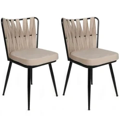 2 Chaises Kusakli crème/noir - 43x82x43 cm-Wooden Art Hot
