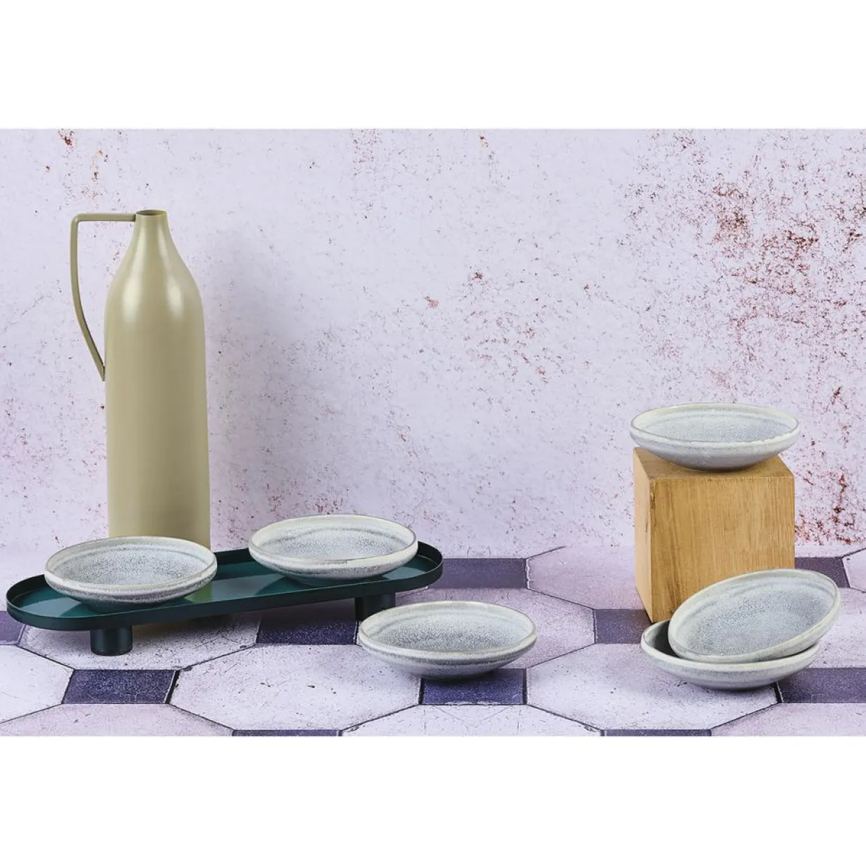 6 Coupelles en Grès Stone gris clair - 20 cl-Bjorn