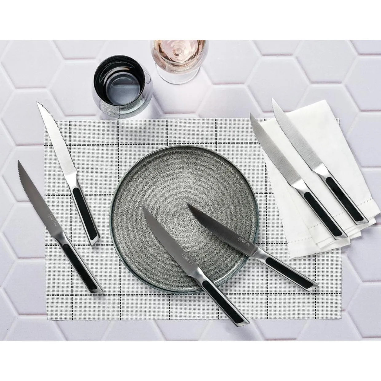 Bjorn Couteaux^6 Couteaux à steak Loki inox mat - 24x2x1 cm