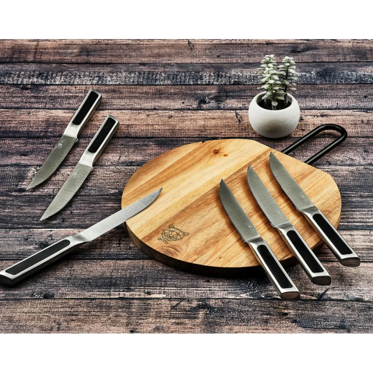 Bjorn Couteaux^6 Couteaux à steak Loki inox mat - 24x2x1 cm