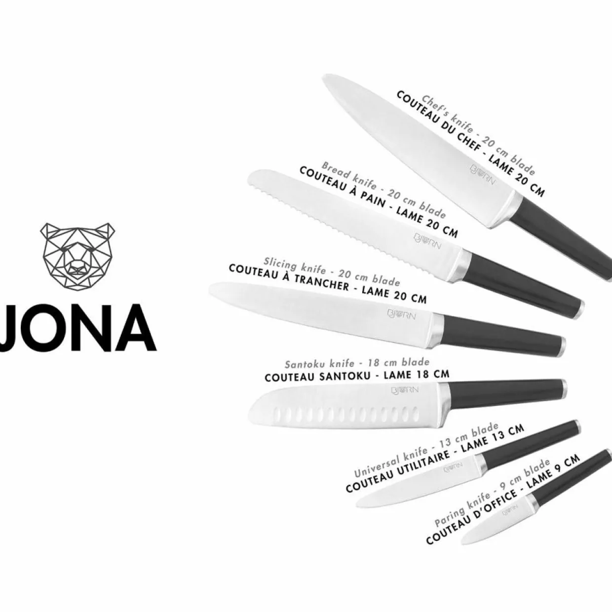 Bjorn Couteaux^6 Couteaux de cuisine Jona inox mat