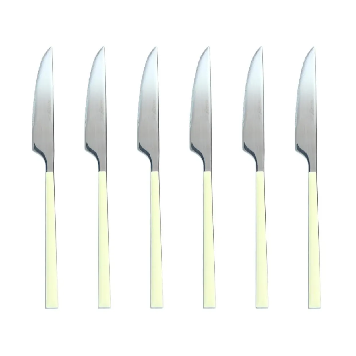 6 Couteaux de table Colorama crème - 23.5 cm-Menastyl