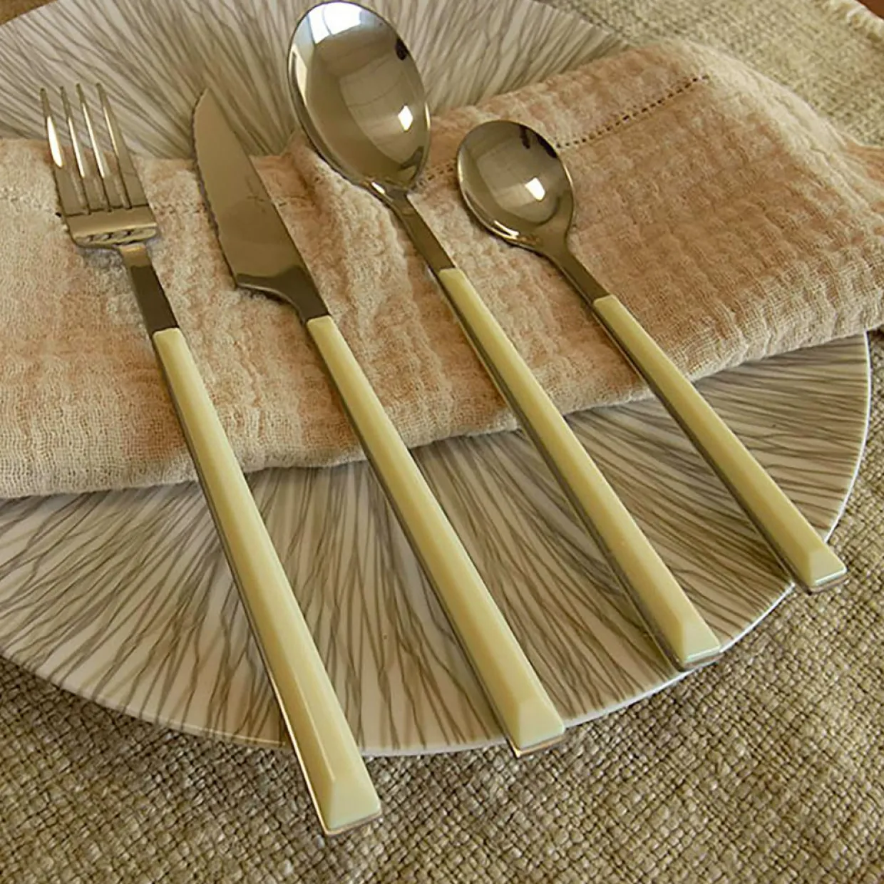 6 Cuillères de table Colorama crème - 21.5 cm-Menastyl Online