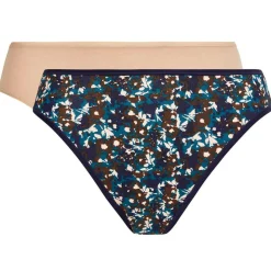 Femme Playtex Lingerie, Nuit^2 Culottes échancrées Essential Cotton imprimé floral beige/bleu