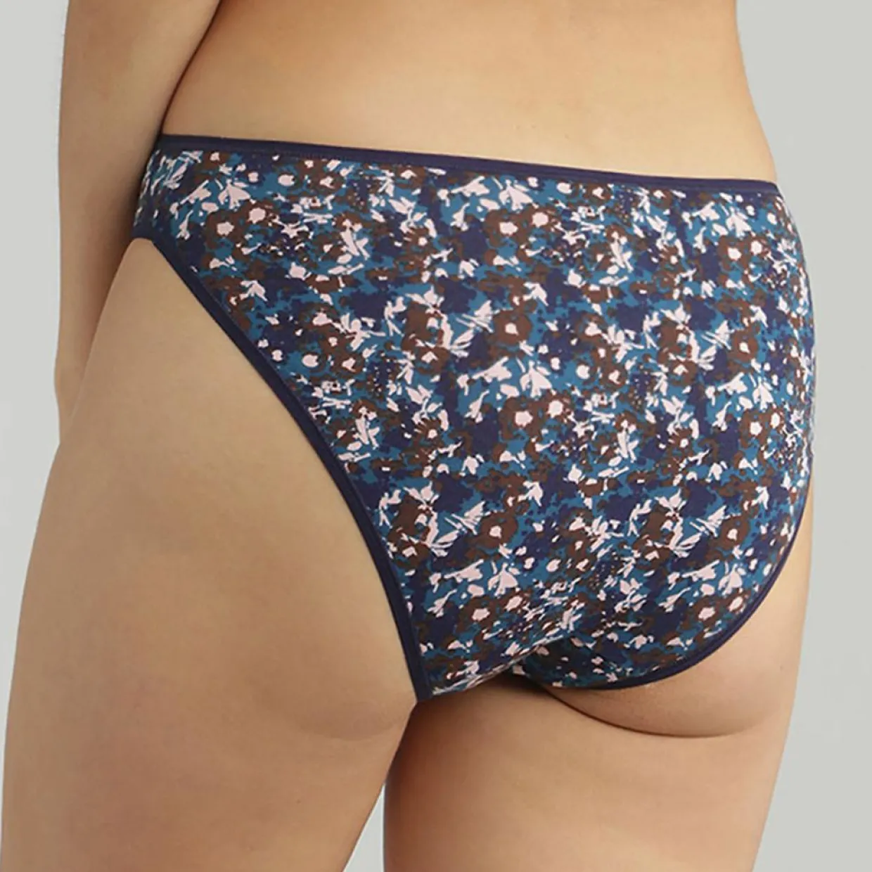 Femme Playtex Lingerie, Nuit^2 Culottes échancrées Essential Cotton imprimé floral beige/bleu