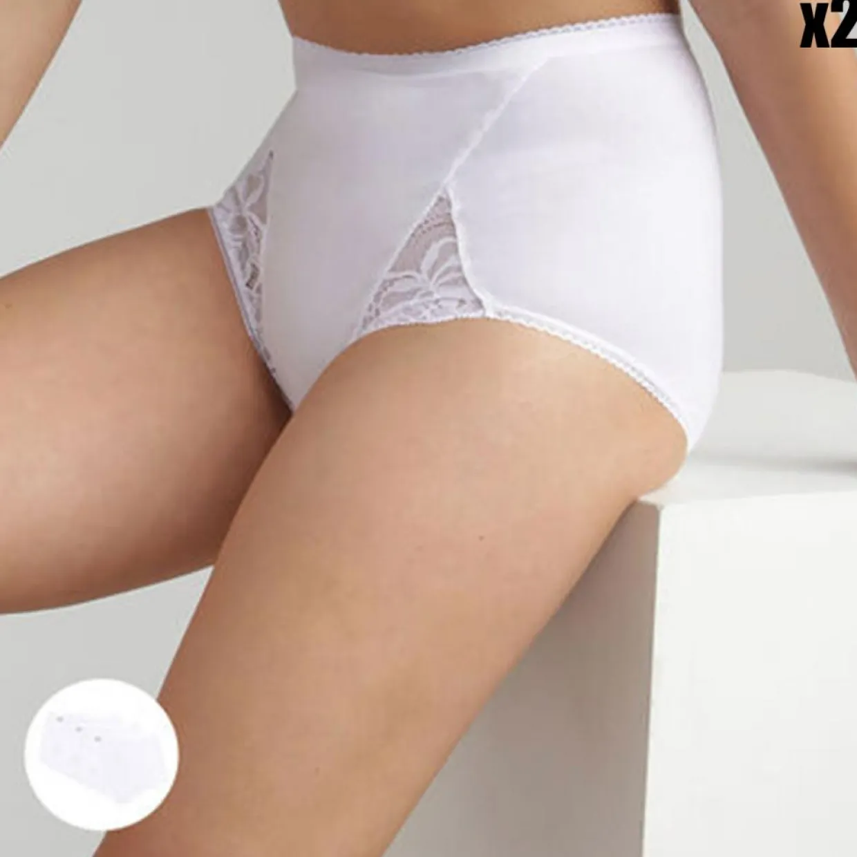 2 Culottes Coton & Dentelle blanches-Playtex Outlet