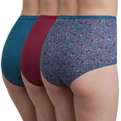 Femme Playtex Lingerie, Nuit^3 Culottes en Coton Bio rouge carmin/bleu/vert