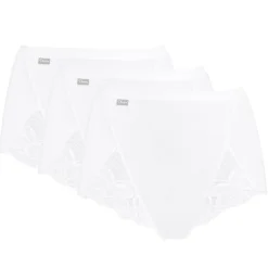 Femme Playtex Lingerie, Nuit^3 Culottes taille haute Coton & Dentelle blanches