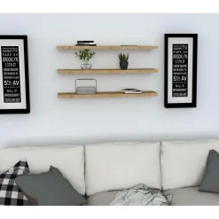 3 Etagères murales Boss saphir - 60x1.8x14.5 cm-Wooden Art Discount