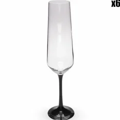 6 Flûtes à Champagne transparent/noir - 200ml-Fauchon New