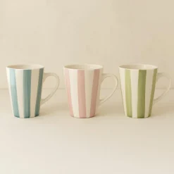 6 Mugs Arlequin 36ClEn Grès Blanc RayuresCouleurs Assorties-Novastyl Sale