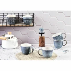6 Mugs Cosmos bleu/blanc nacré - 30 cl-Bjorn Discount