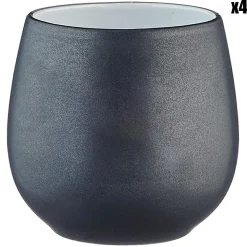 4 Mugs en Grès Gourmet blanc granité/noir onyx - 40 cL 8.5x8.5x9.5 cm-Bjorn Sale