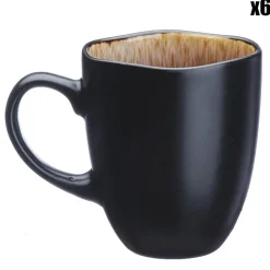6 Mugs en Grès Iris beige/marron - 40 cl-Bjorn Hot