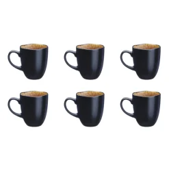 6 Mugs en Grès Iris beige/marron - 40 cl-Bjorn Hot