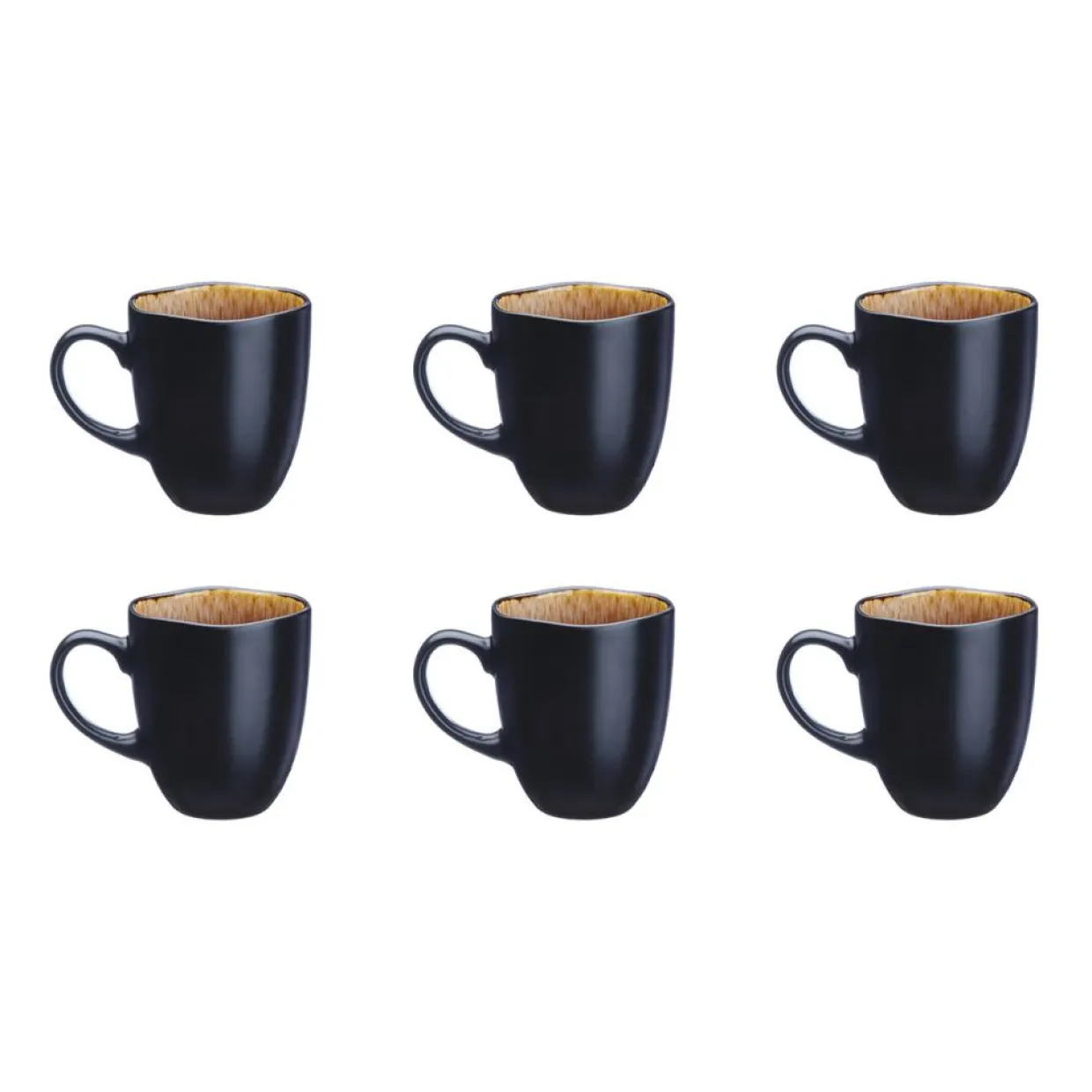 6 Mugs en Grès Iris beige/marron - 40 cl-Bjorn Hot