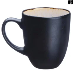 6 Mugs en Grès Iris blanc/ivoire - 40 cl-Bjorn Online
