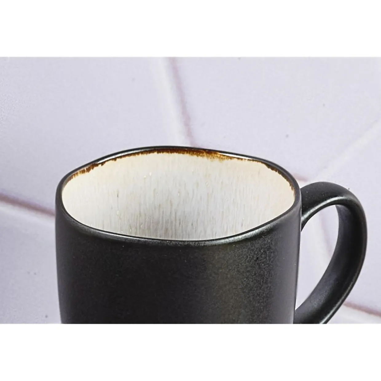 6 Mugs en Grès Iris blanc/ivoire - 40 cl-Bjorn Online