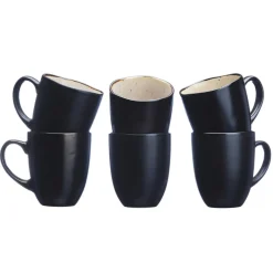 6 Mugs en Grès Iris blanc/ivoire - 40 cl-Bjorn Online