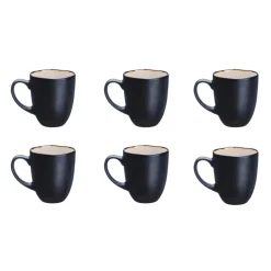 6 Mugs en Grès Iris blanc/ivoire - 40 cl-Bjorn Online