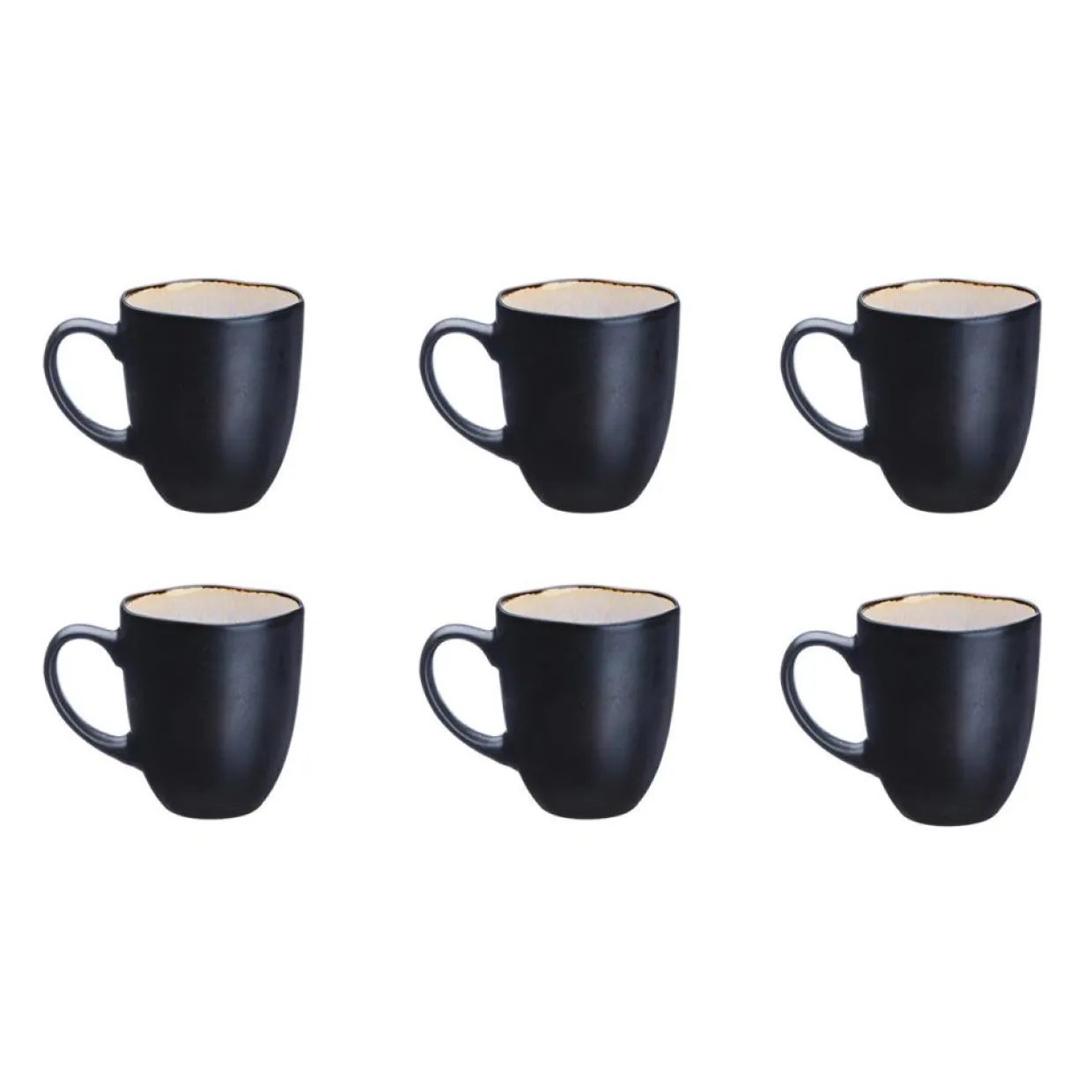 6 Mugs en Grès Iris blanc/ivoire - 40 cl-Bjorn Online