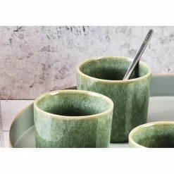 6 Mugs en Grès Magma verts - 20 cl-Bjorn Discount