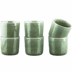 6 Mugs en Grès Magma verts - 20 cl-Bjorn Discount