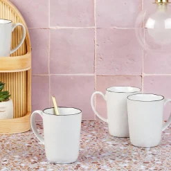Bjorn Mugs, Tasses^4 Mugs en Grès Pure blanc neige - 40 cL