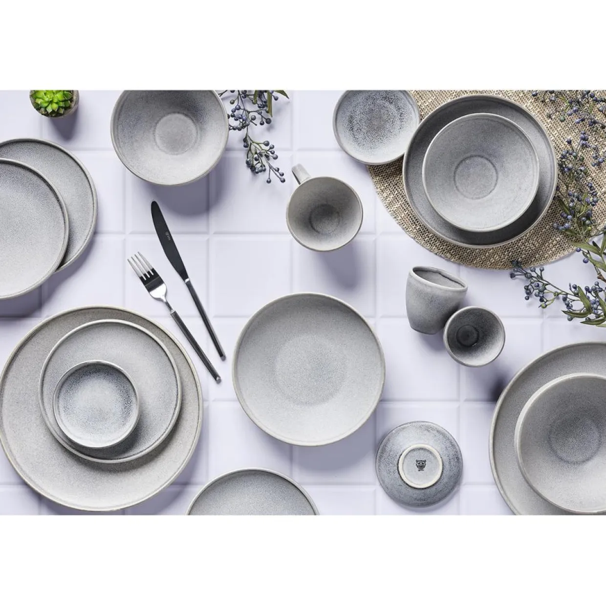 Bjorn Mugs, Tasses^6 Mugs en Grès Stone gris clair - 25 cl