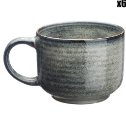 6 Mugs en Grès Zen gris/bleu - 40 cl-Bjorn Online