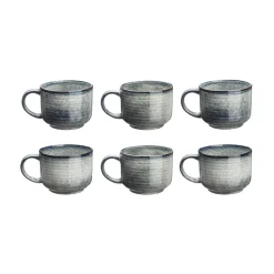 6 Mugs en Grès Zen gris/bleu - 40 cl-Bjorn Online