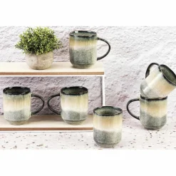 Bjorn Mugs, Tasses^6 Mugs Genesis bleu/gris kaki - 40 cl