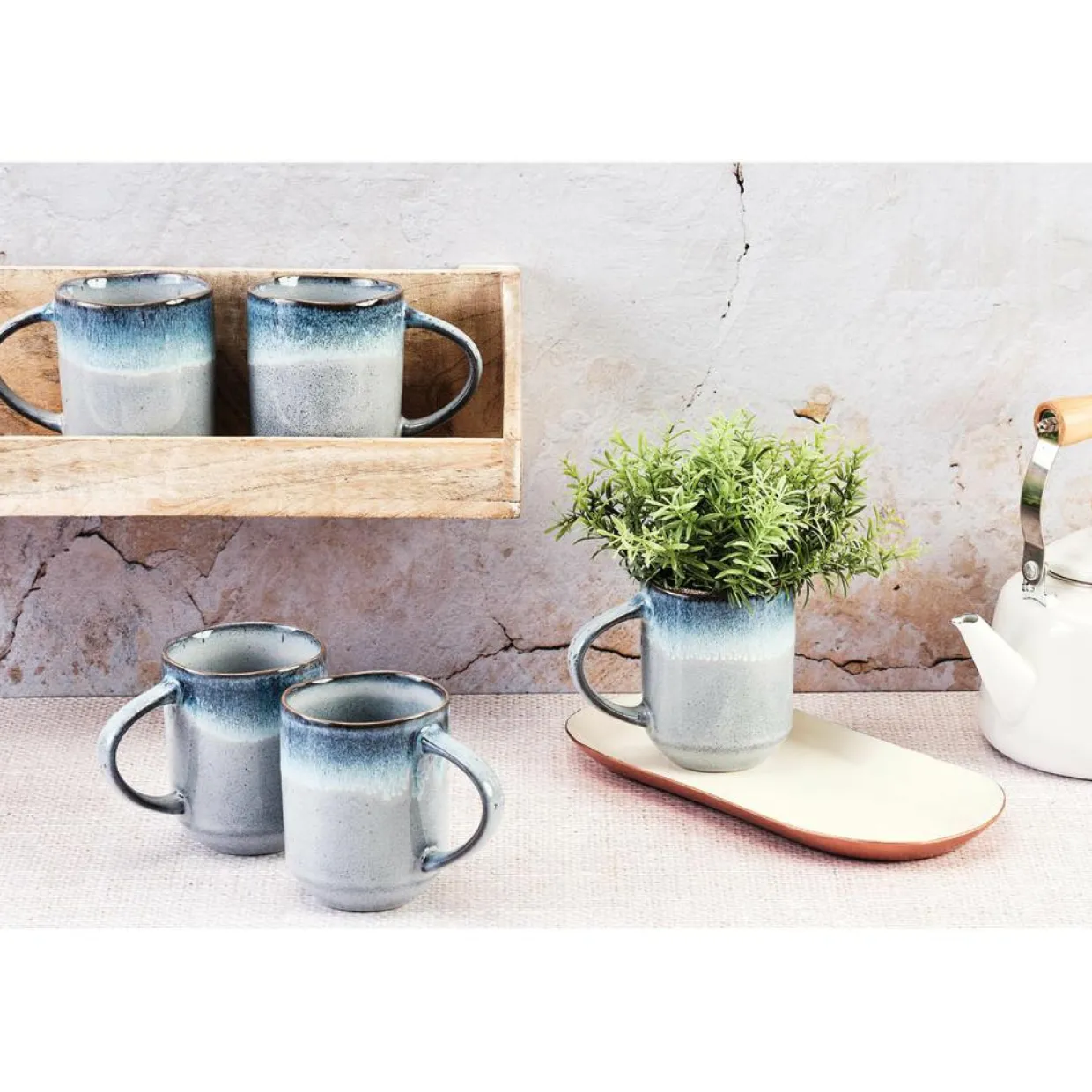 6 Mugs Genesis bleus - 40 cl-Bjorn Sale