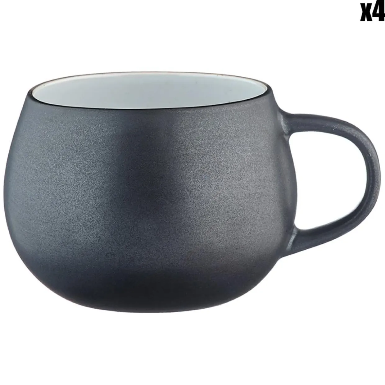 4 Mugs Gourmets blanc granité/noir onyx - 70 cL-Bjorn Sale