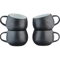 4 Mugs Gourmets blanc granité/noir onyx - 70 cL-Bjorn Sale