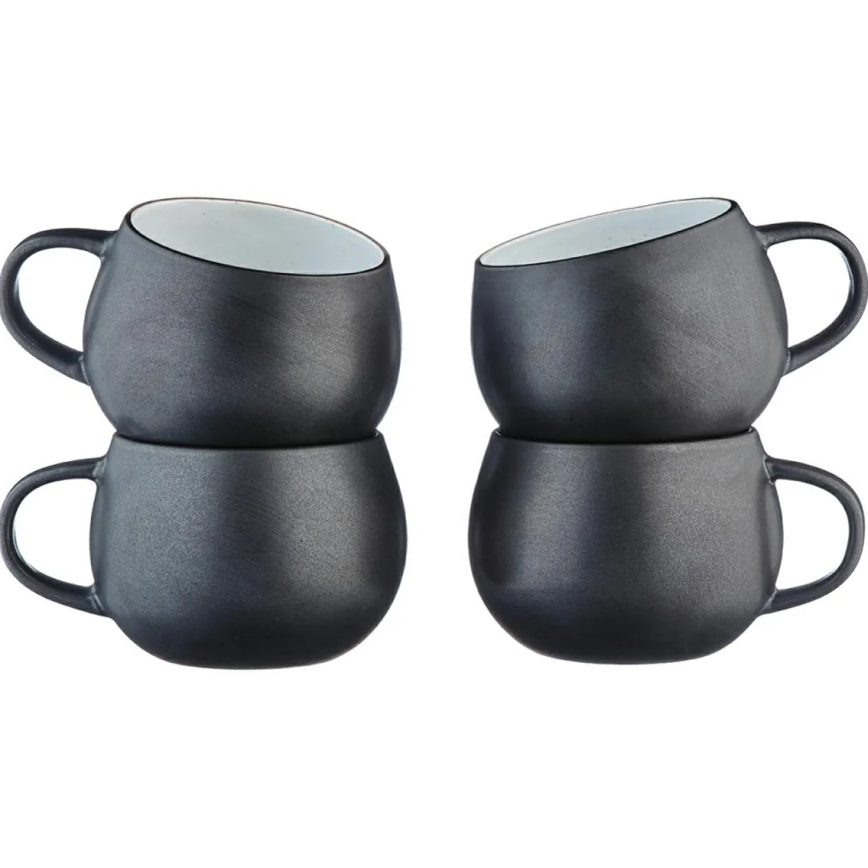 4 Mugs Gourmets blanc granité/noir onyx - 70 cL-Bjorn Sale