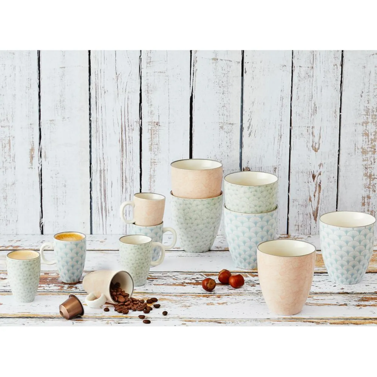 Bjorn Mugs, Tasses^6 Mugs Pattern Pastel rose pastel/bleu pastel/vert pastel - 30 cl