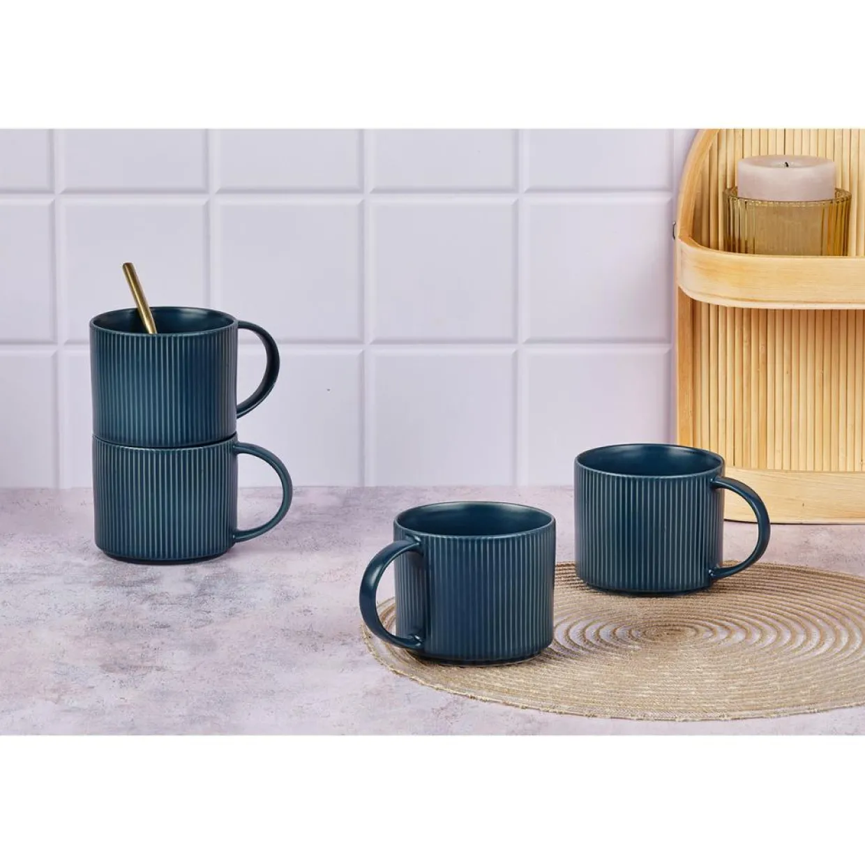 Bjorn Mugs, Tasses^4 Mugs Scandi bleu marine - 50 cl