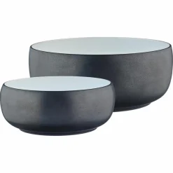 Bjorn Saladiers^2 Saladiers en Grès Gourmet blanc granité/noir onyx - 40.5x40.5x20.5 cm