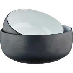 Bjorn Saladiers^2 Saladiers en Grès Gourmet blanc granité/noir onyx - 40.5x40.5x20.5 cm