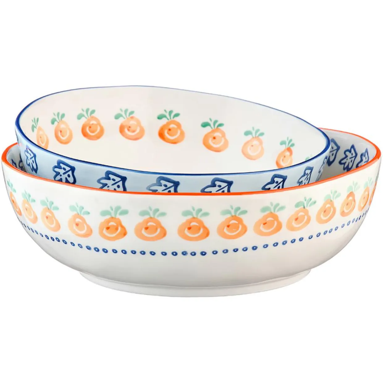 2 Saladiers en Porcelaine Napoli multicolores - 35x17.7x35.3 cm-Bjorn Sale
