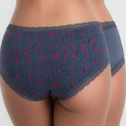 Femme Playtex Lingerie, Nuit^2 Shorties Cotton Fancy bleu/rouge
