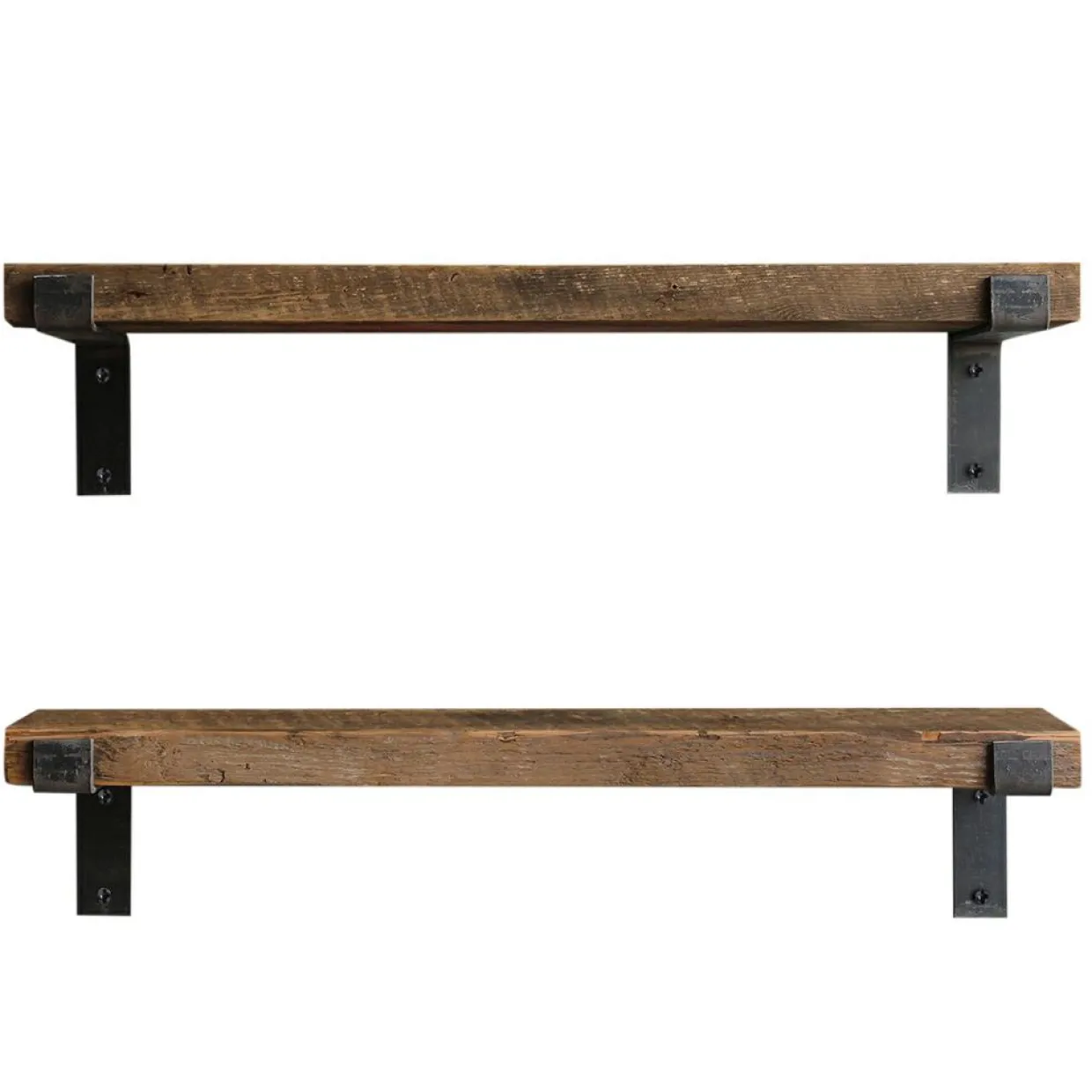 2 Étagères murales noyer noires - 60x16x14 cm-Wooden Art Hot